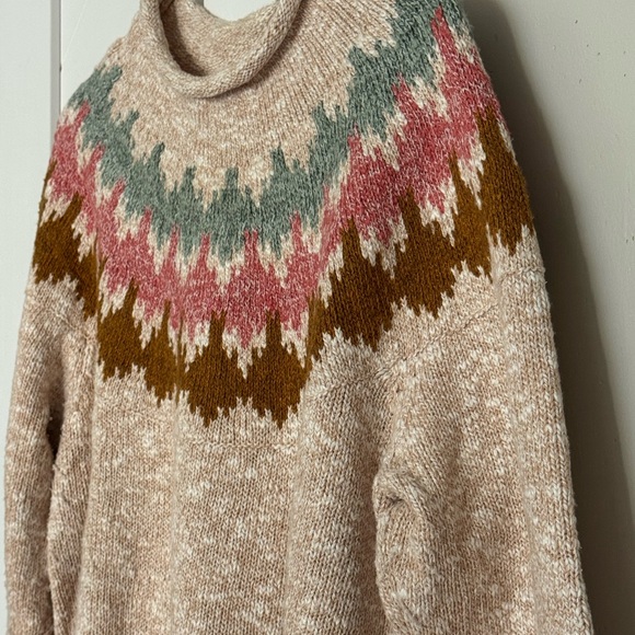 L.L.Bean Cotton Ragg Fair Isle Funnelneck Sweater XL Petite - Picture 6 of 7